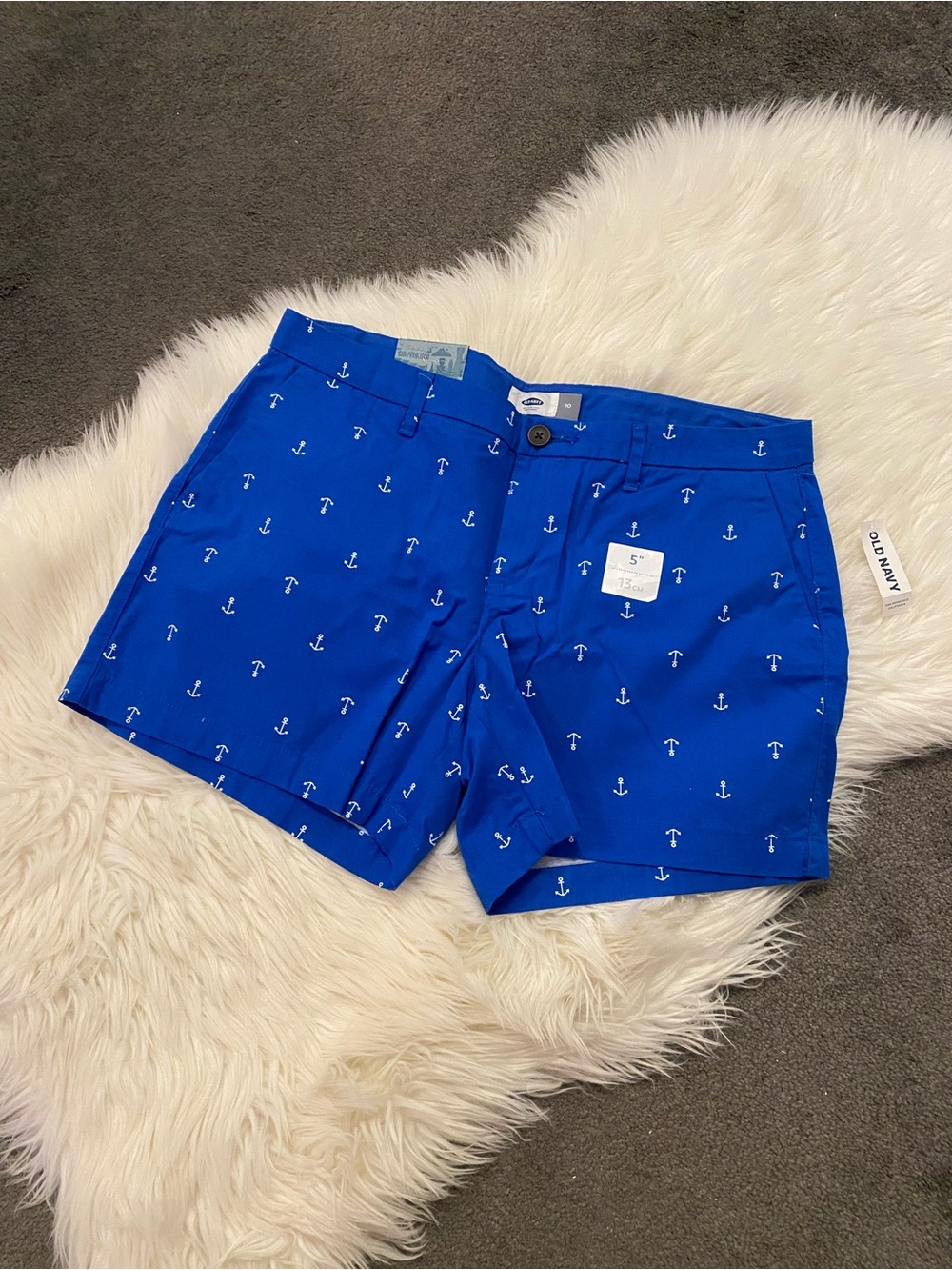 Old Navy Bright Blue Shorts with White Anchor Print